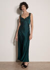 Satin Lace Maxi Dress, Green, large