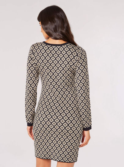 Geo Diamond Knit Mini Dress