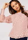Jacquard Dot Chiffon Blouse, Pink, large