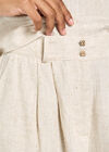 Linen Blend Pleated Mini Shorts, Stone, large