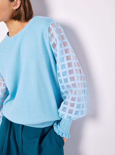 Contrast Organza Sleeves Jumper