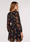 Brushed Floral Wrap Dress, Black, large