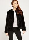 Faux Fur Two Pocket Coat, Black, large