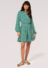 Ikat Tile Shirt Mini Dress, Green, large