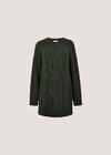 Cable Knit Jumper Mini Dress, Green, large