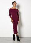 Fluffy Bardot Midaxi Dress, Burgundy, large