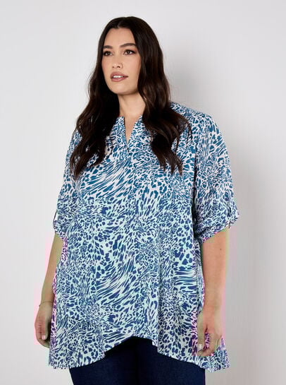 Mixed Animal Print Layered Blouse