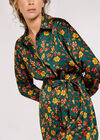 Floral Shirt Mini Dress, Green, large