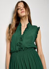 V-Neck Ruffle Tiered Maxi Dress, Green, large