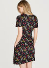 Black Ditsy Floral Print Dress, Black, large