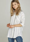 Vertical Stripe Shimmer Shirt, Blue, large