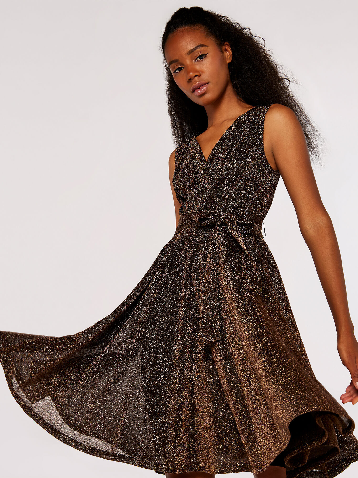 Metallic skater dress deals