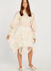 Mesh Skirt Jumper Dress, Stone, large
