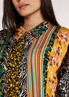 Patchwork Stripe Sleeve Shirt, Mustard, large