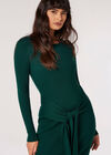 Ribbed Knit Bodycon Midi Dress, Green, large