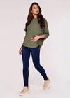 Soft Touch Drawstring Batwing Top, Khaki, large