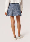 Shimmer Tweed Ruffle Mini Skirt, Blue, large