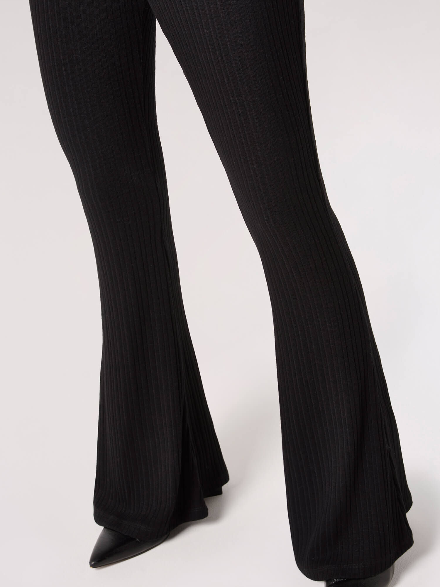 Ribbed Flare Trousers Apricot Clothing