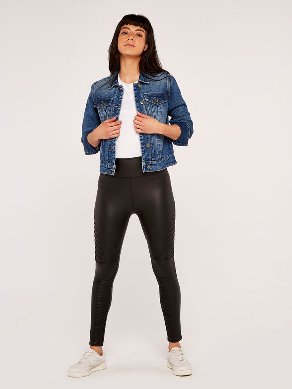 Faux Leather Leggings, Black, large