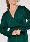 Floral Jacquard Wrap Dress, Green, large