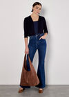 Pointelle Chevron Knit Shrug, Navy, large
