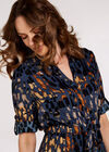 Brushstroke Print Mini Dress, Navy, large