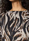 Zebra Print Knitted Cocoon Mini Dress, Stone, large