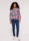 Graphic Check Zipped Fleece Jumper, Red, large