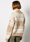 Fair Isle Cable Knit Jumper, Stone, large
