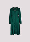 Lace Trim Satin Midi Dress, Green, large