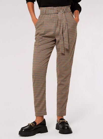 Slim Fit Check Paperbag Trousers