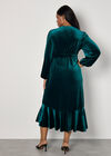 Curve Velvet Wrap Midi Dress, Green, large