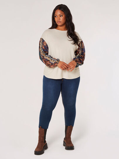 Boho Patchwork Contrast Top