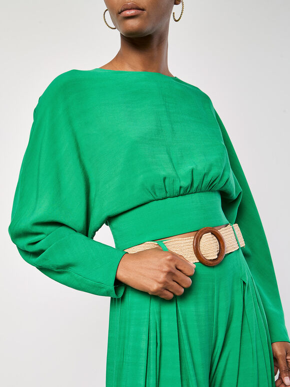 Split Back Crop Top, Green, large