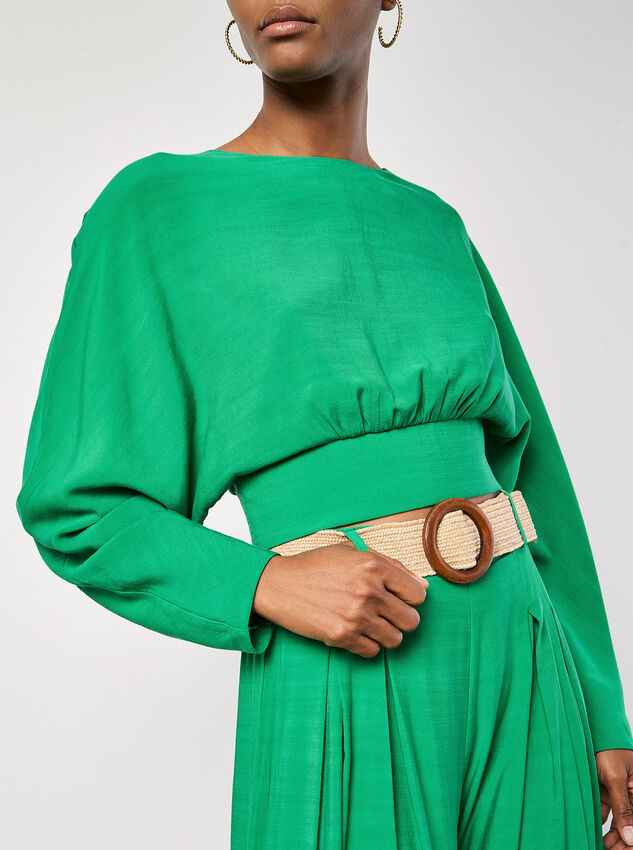 Split Back Crop Top, Green, large