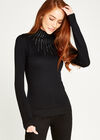 Black Gem And Studs Mock Neck Jumper, Black, large