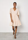 Polka Dot Chiffon Mini Dress, Peach, large
