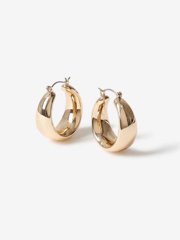 Small Hoop Earrings, Gold, large