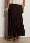 Tiered Midi Skirt, Brown, large