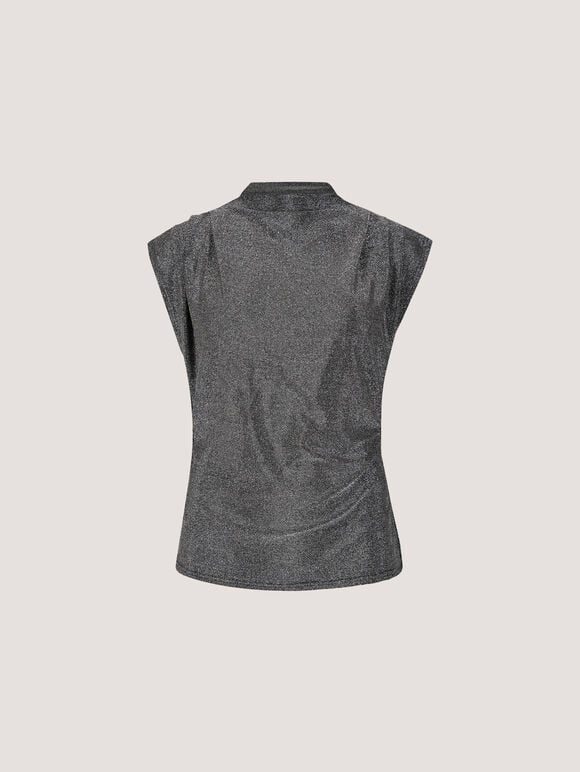 Ruched Shimmer Top, Navy, large
