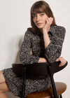 Irregular Spot Crepe Shirt Mini Dress, Black, large