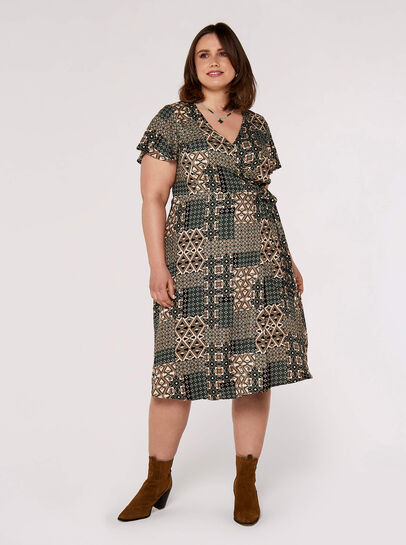 Curve Retro Wrap Mini Dress