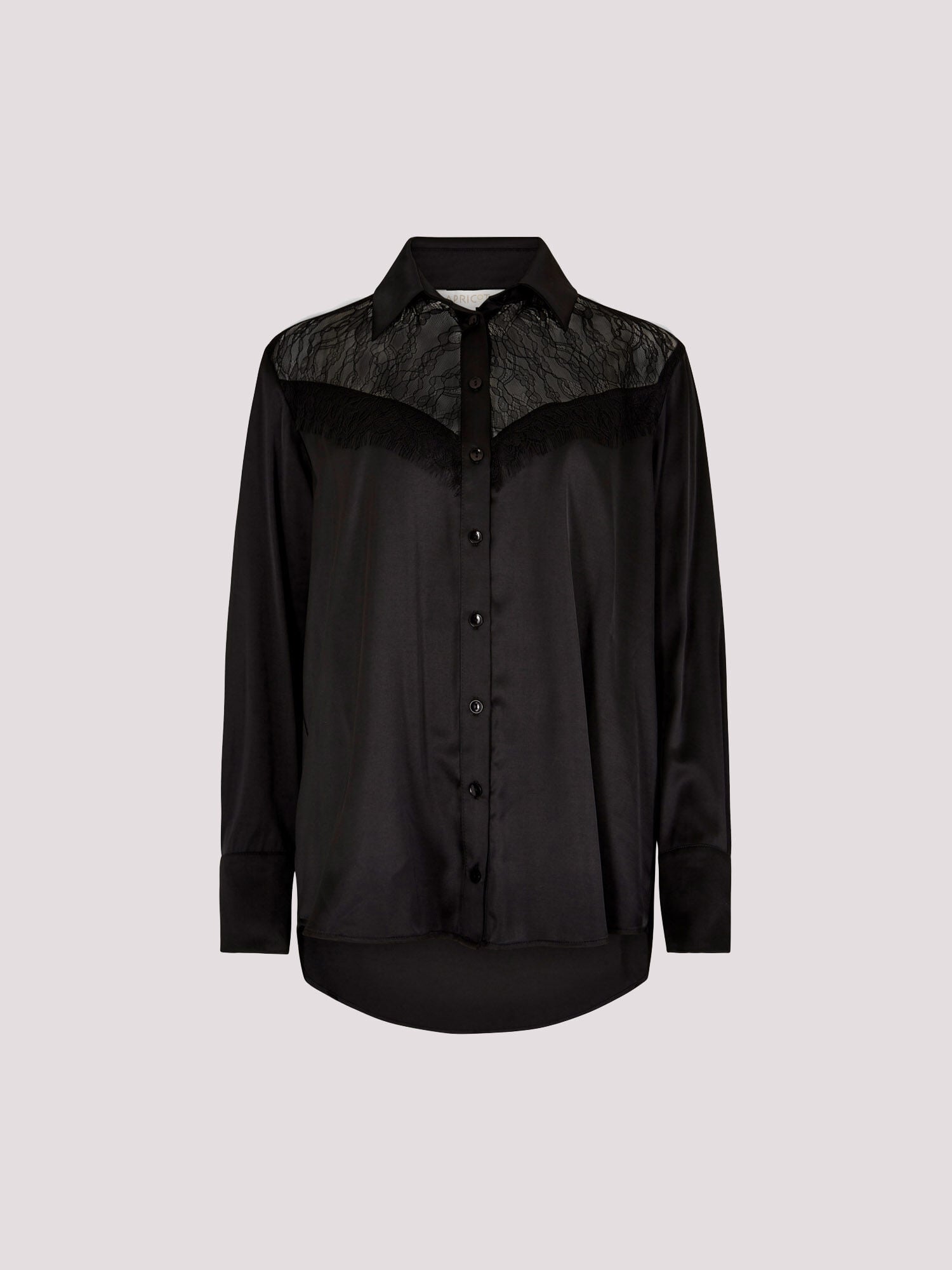 Lace Insert Oversized Satin Shirt | Apricot Clothing