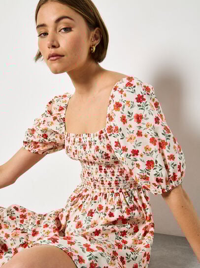 Floral Cotton Poplin Mini Dress