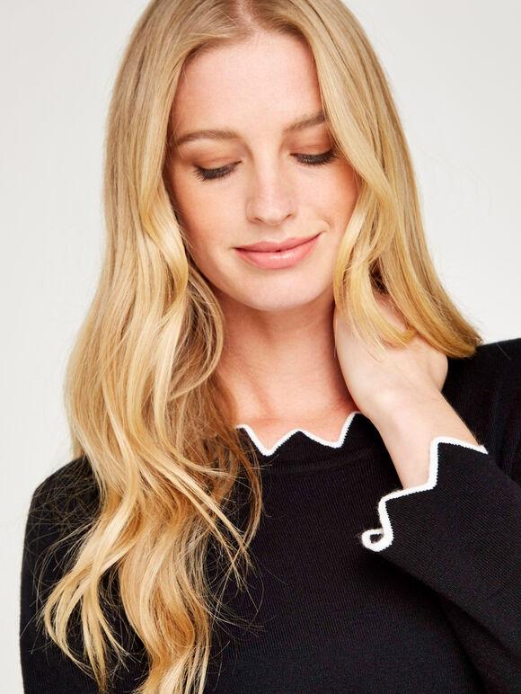 Black  Zigzag Bodycon Dress, Black, large