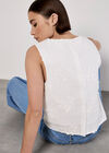 Floral Embroidered Shell Top, White, large