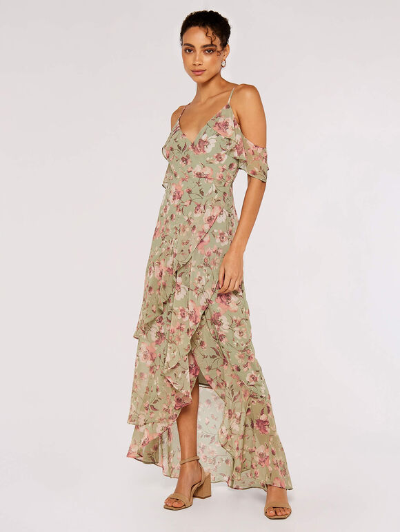 Watercolour Blooms Midi Dress, Mint, large