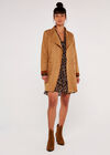 Suedette Waterfall Car Coat, Brown, large
