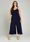 Navy Tie Waist Jumpsuit +, Navy, large