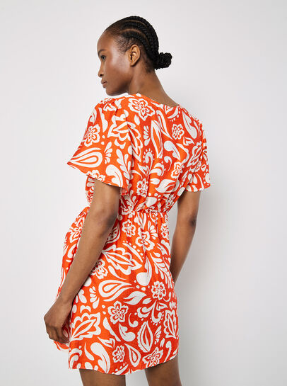 Floral Paisley Wrap Mini Dress
